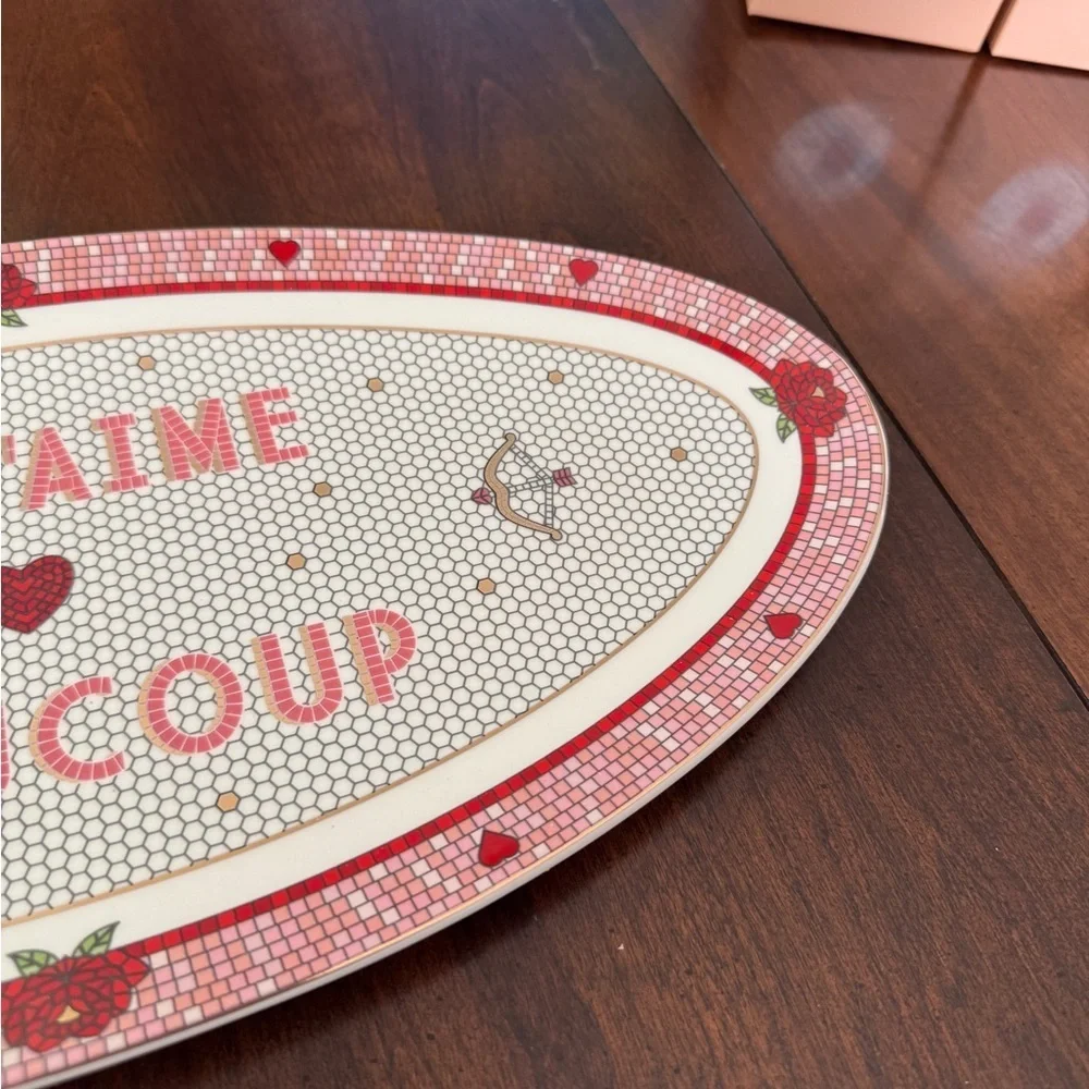 Anthropologie Bistro Tile Stoneware 24k tray Accent Platter: Valentine's serving